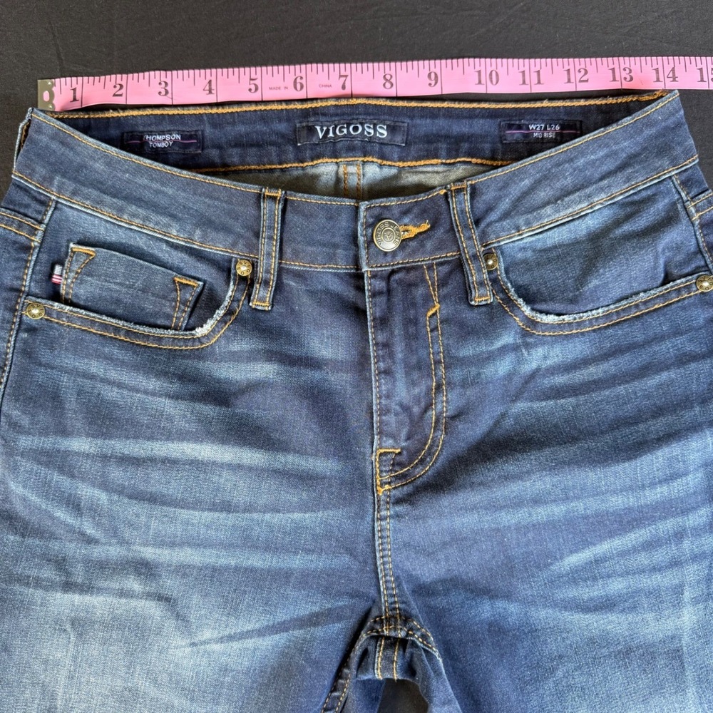 Vigoss Thompson‎ Tomboy Mid Rise Distressed Skinny Jeans Blue W27 L26 - Picture 6 of 12